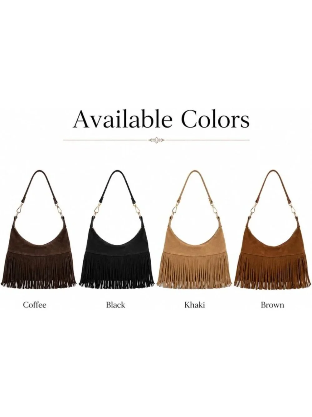 Chic Fringe Hobo Bag | Vegan Suede Shoulder Purse with Tassels | Western Style